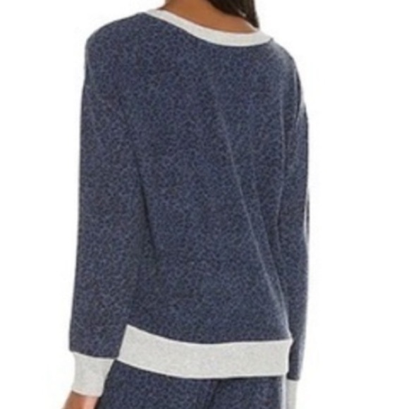 Splendid - Sweatshirt Animal Blue Leopard Print Cozy Brushed Jersey Top - Small - Picture 3 of 3